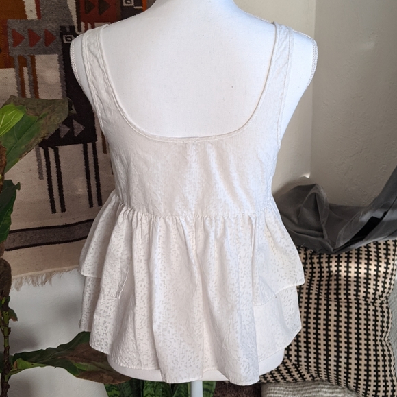 Free People White Ruffle Button Tank Top - Picture 4 of 6